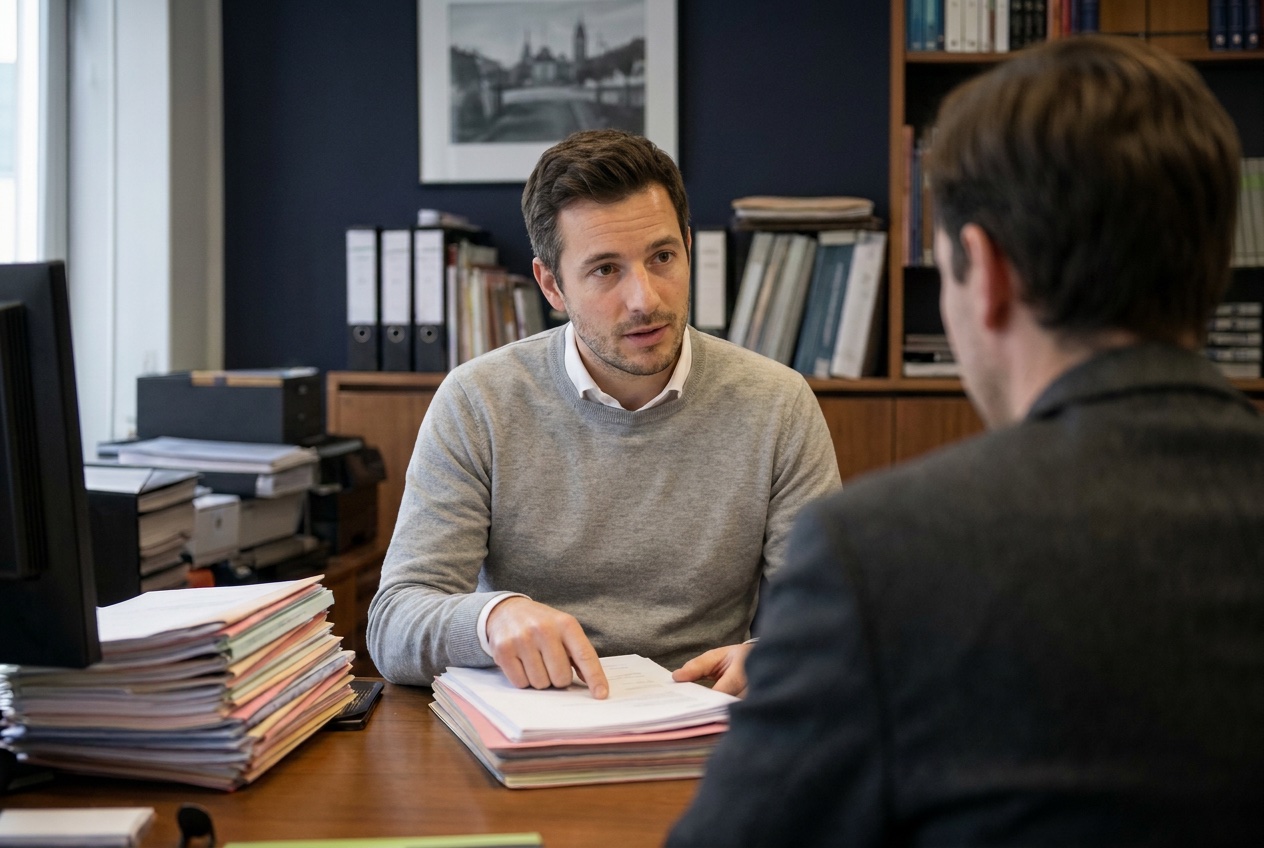 Martin Ziegler bespricht das Schutzschirmverfahren mit einem Mandanten